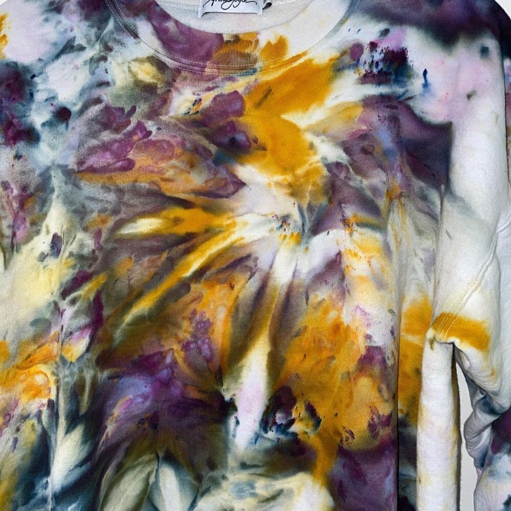 Anna Joyce Womens Sweatshirt Size Medium Hand Dyed Pure Cotton Handmade Portland - Picture 3 of 8